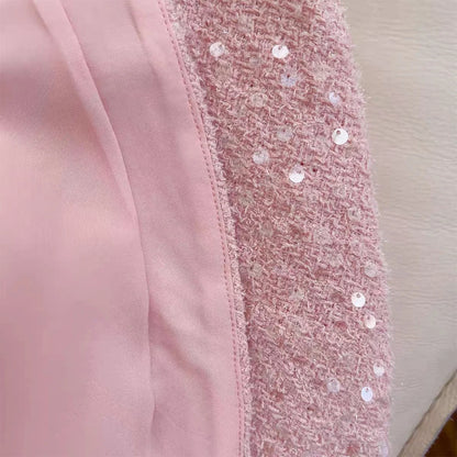 SXTHAENOO Sequins Bow Backless Sexy Mini Dress For Women Robe Fashion Square Collar Sleeveless High Waist A-line Club Dress