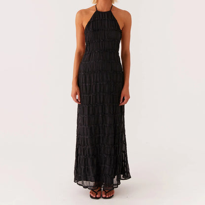 Women Cocktail Party Dress Ruched Long Dress Sleeveless Skinny Cocktail Bodycon Dress Clubwear Female Maxi Backless Dress