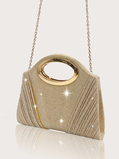 A gorgeous and sparkly party bag for women paired with a stunning four-piece rhinestone necklace, earrings and bracelet set.