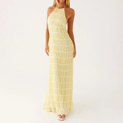 Women Cocktail Party Dress Ruched Long Dress Sleeveless Skinny Cocktail Bodycon Dress Clubwear Female Maxi Backless Dress